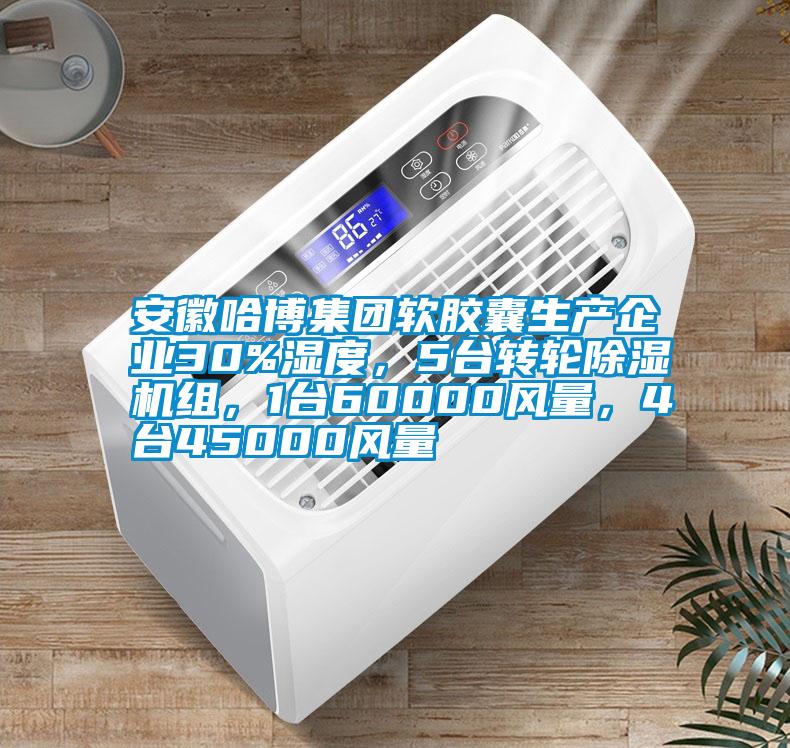 安徽哈博集團軟膠囊生產企業30%濕度，5臺轉輪除濕機組，1臺60000風量，4臺45000風量