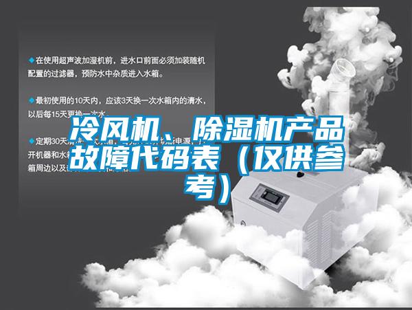 冷風機、除濕機產品故障代碼表（僅供參考）