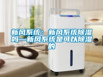 行業新聞新風系統：新風系統除濕嗎—新風系統是可以除濕的