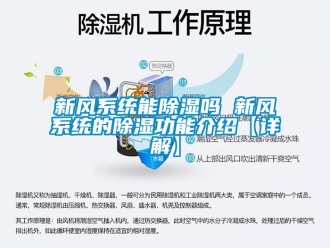行業新聞新風系統能除濕嗎 新風系統的除濕功能介紹【詳解】